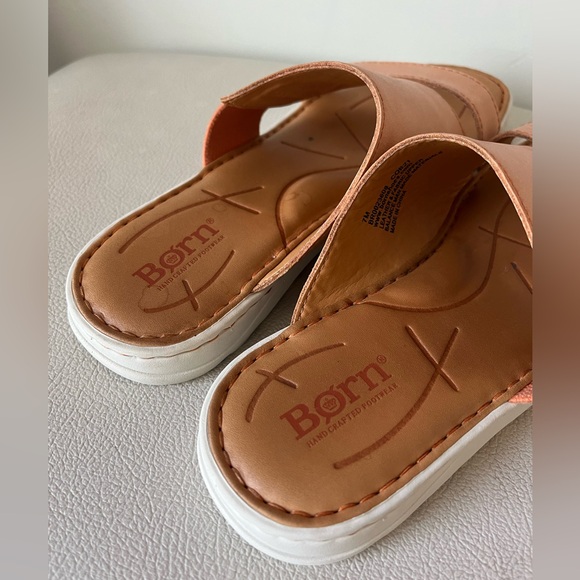 Born Oceana Women’s Tan Leather  Comfortable Slide Sandals Size 7 - Picture 7 of 10